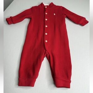 RALPH LAUREN RED UNISEX SWEATER ROMPER INFANT 6 MOS EXCELLENT CONDITION